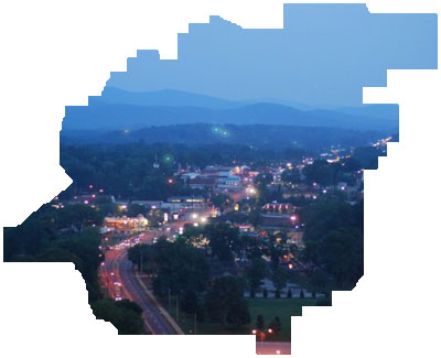 Jacksonville at dusk inside county outline